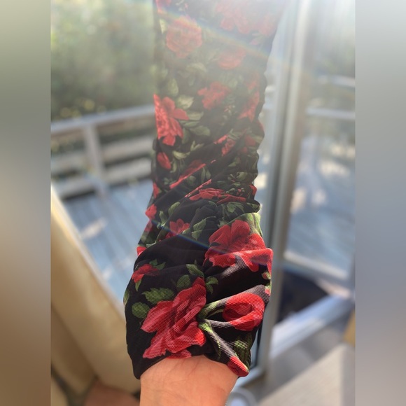 LOVE by X DESIGN Floral One Shoulder Ruched Bodycon Midi Dress XS Nordstrom - Picture 8 of 8